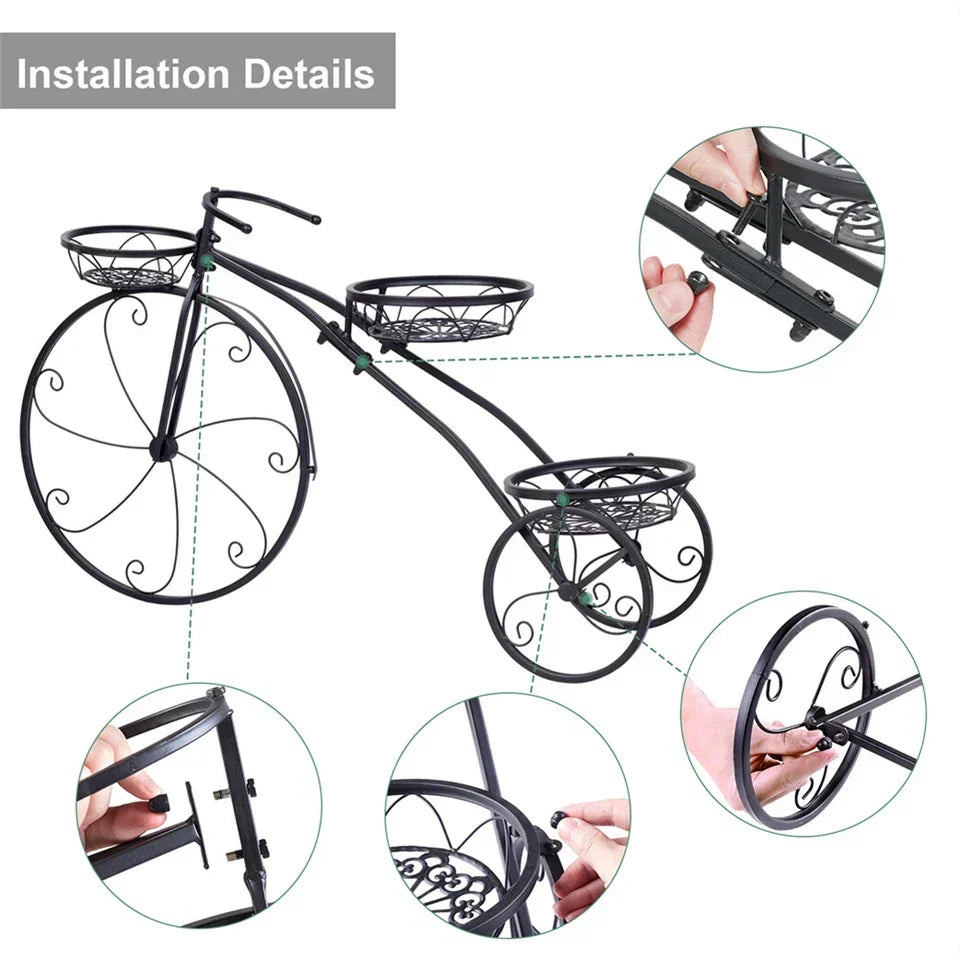 Bicycle Planter Metal Plant Stand Garden Bike Flower Pot Cart Holder Basket Deco