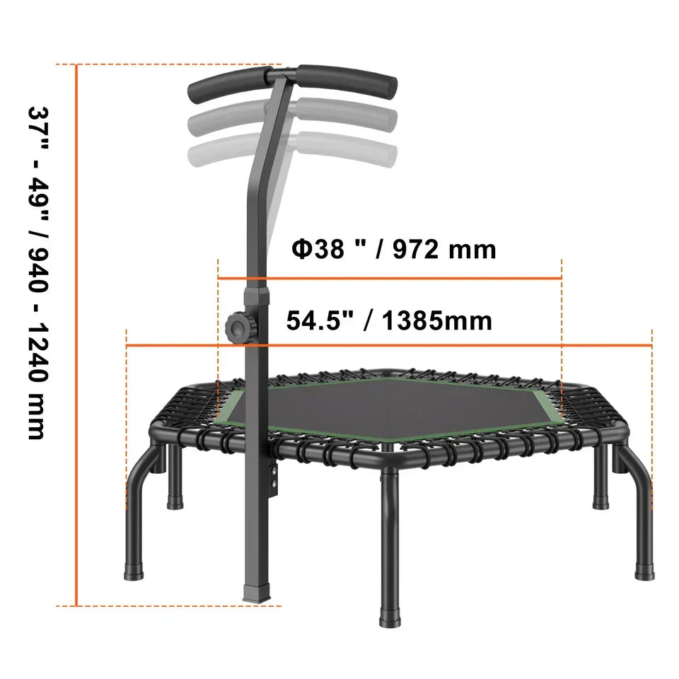 54.5" Mini Fitness Trampoline Adults Indoor Exercise Rebounder with Handle