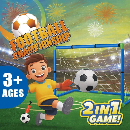Kids 2in1 Portable Soccer Goal Post Up Football Target Board With Net, Ball Pump