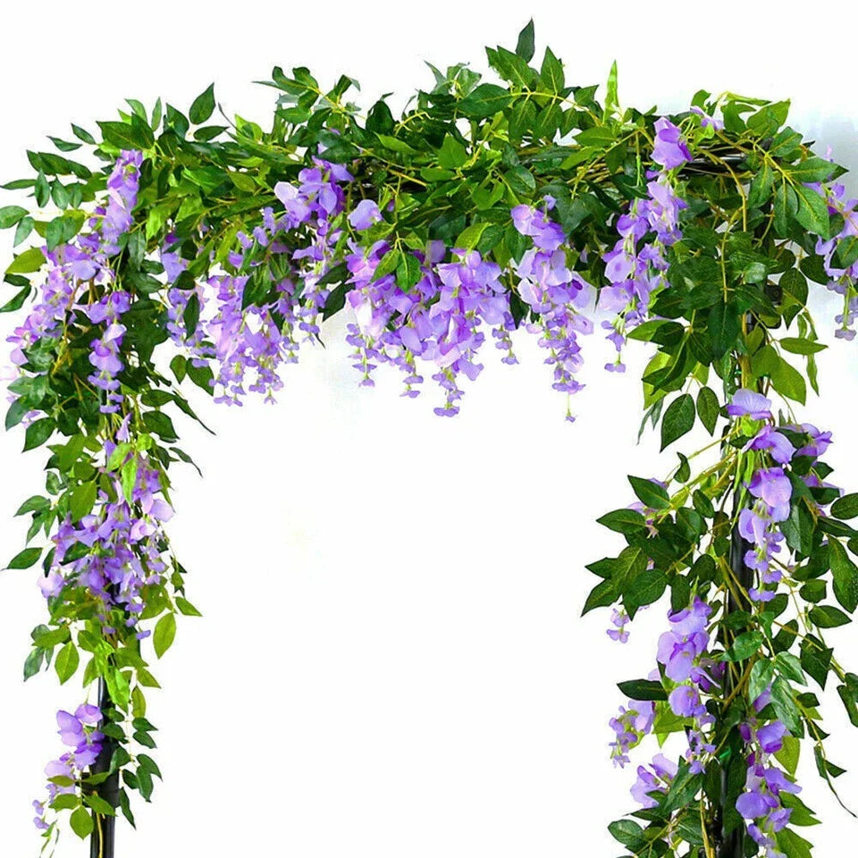 2X7FT Artificial Wisteria Vine Garland Foliage Flower Plant Trailing Home Decor