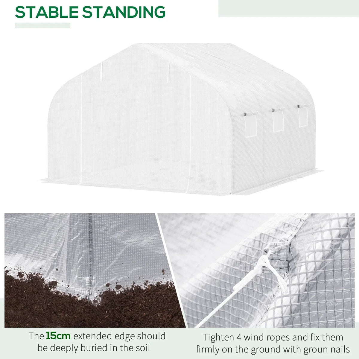 Outsunny 4.5x3x2m PE Mesh Cover Galvanized Metal Frame Walk-In Greenhouse