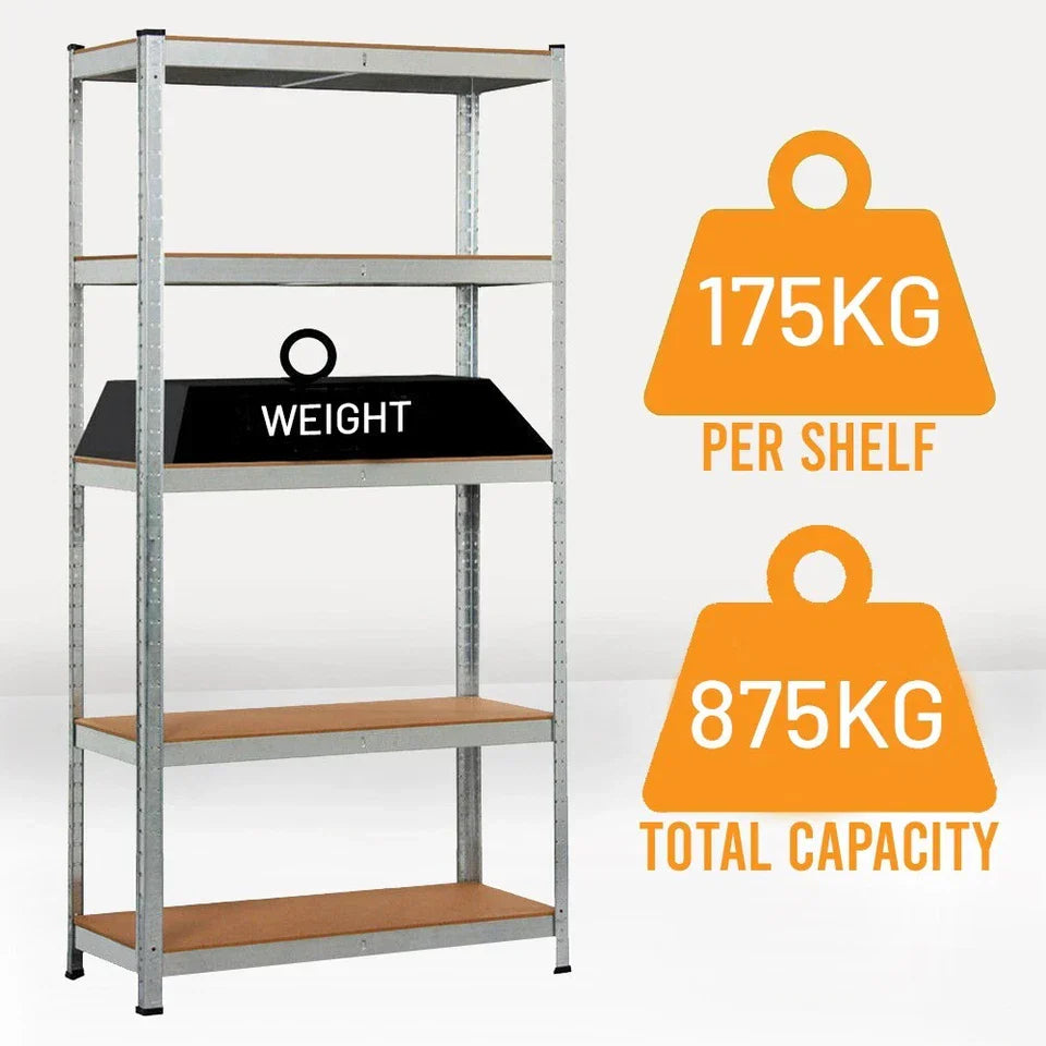 4x Metal 5 Tier Garage Shelves Shelving Unit Racking Storage 150 x 70 x 30cm