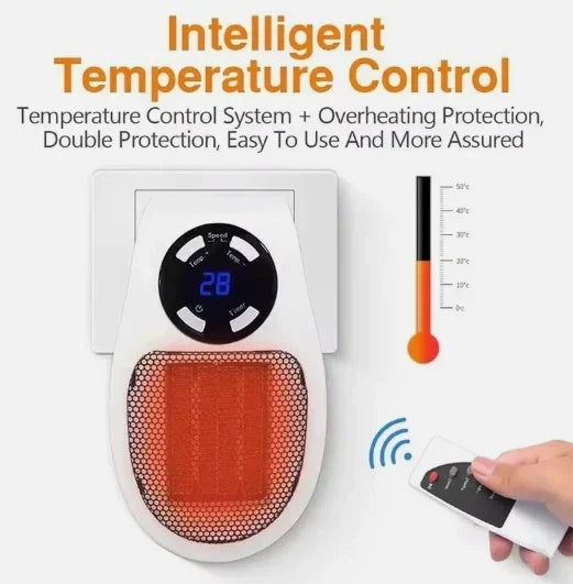500W Mini Ceramic Wall Heater Room Radiator Warmer with Remote