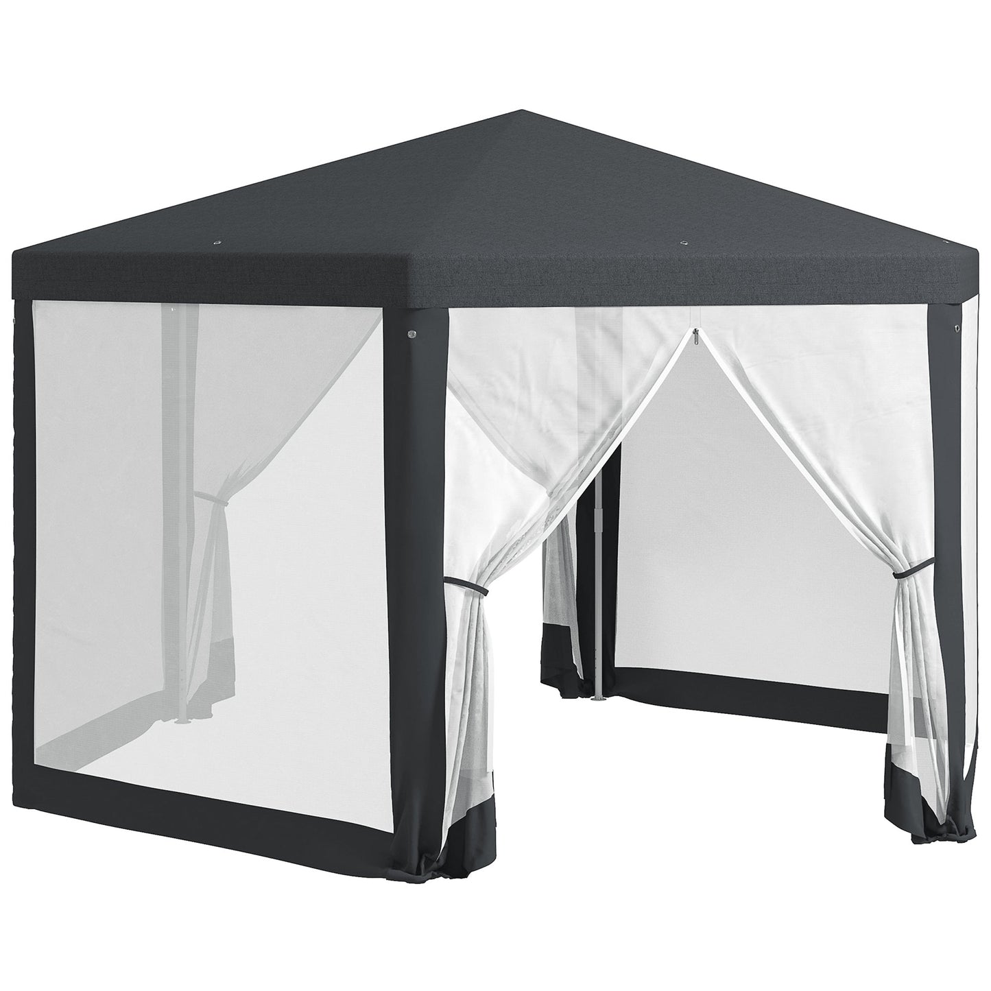Dark Grey Hexagonal Metal Netting Gazebo Patio Out- door Canopy Party Marquee