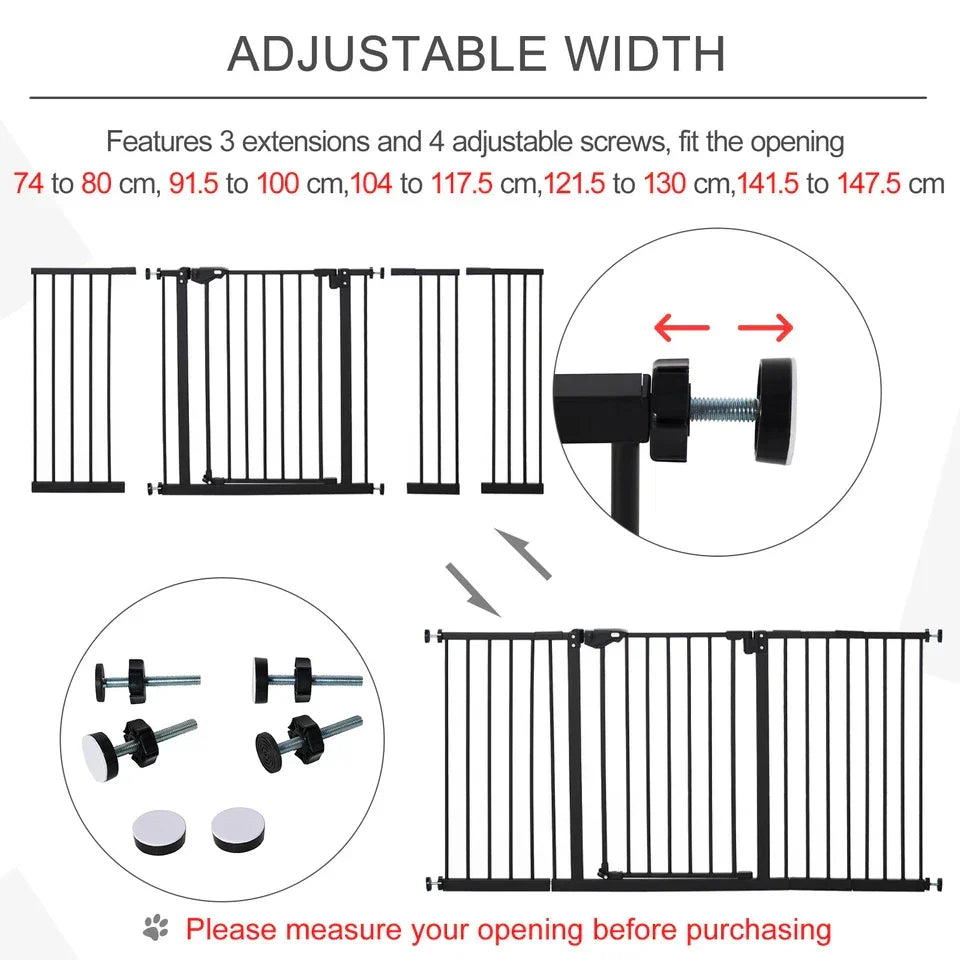 BabyDan Black Extra Wide Self Closing Kids Pressure Fit Stair Safety Gate
