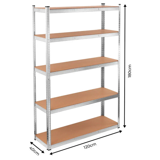 Boltless 5 Tier Racking Heavy Duty Garage Shelving Units 180x120x40