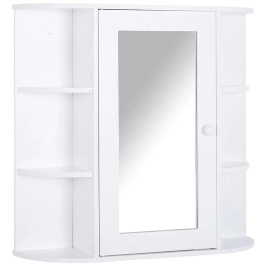 Wall Mounted Bathroom Cabinet with Mirror Single Door Storage Shelves