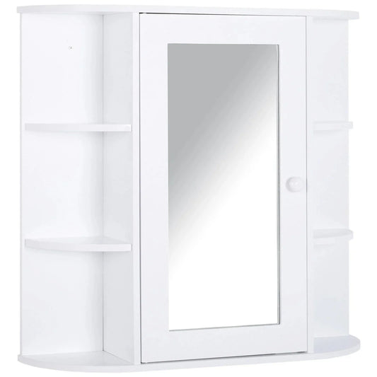 Wall Mounted Bathroom Cabinet with Mirror Single Door Storage Shelves