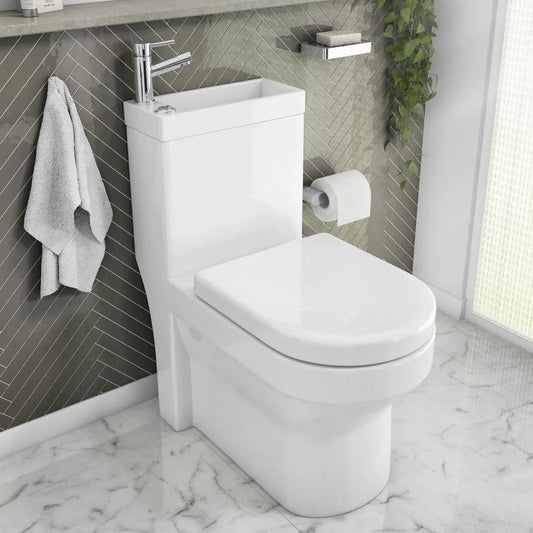 2 in 1 Close Coupled Toilet With Sink On Top Combo Space Saving Cloakroom Unit