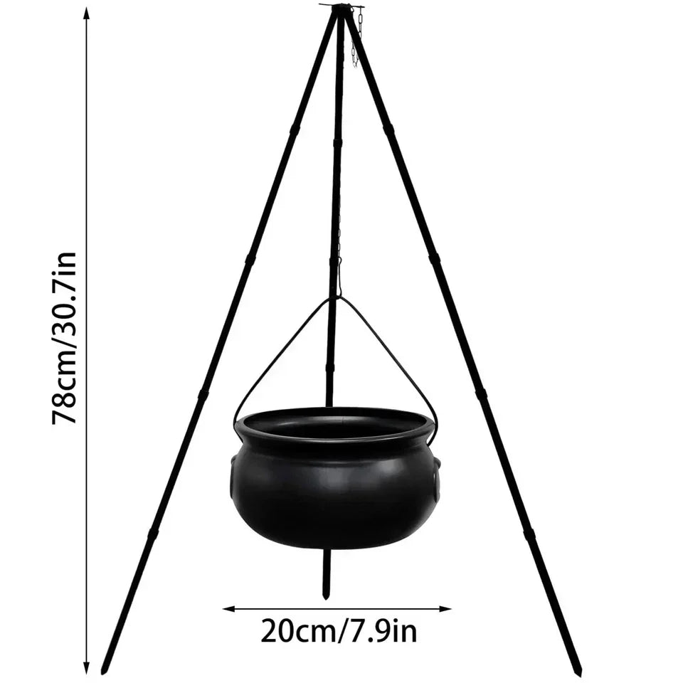 Halloween Decor Outdoor Large Witches Cauldron on Tripod with Light Yard Decor