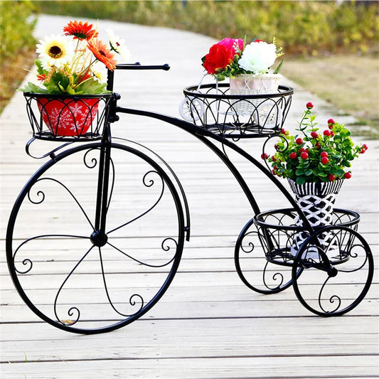 Bicycle Planter Metal Plant Stand Garden Bike Flower Pot Cart Holder Basket Deco