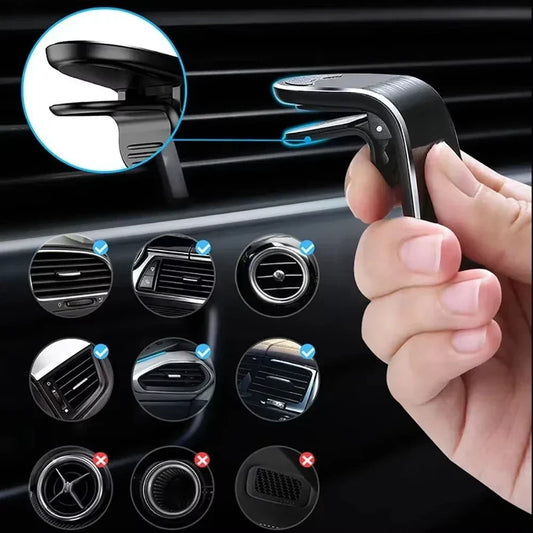 L Clip Magnetic In Car Phone Holder for Air Vent Mount Bracket Stand