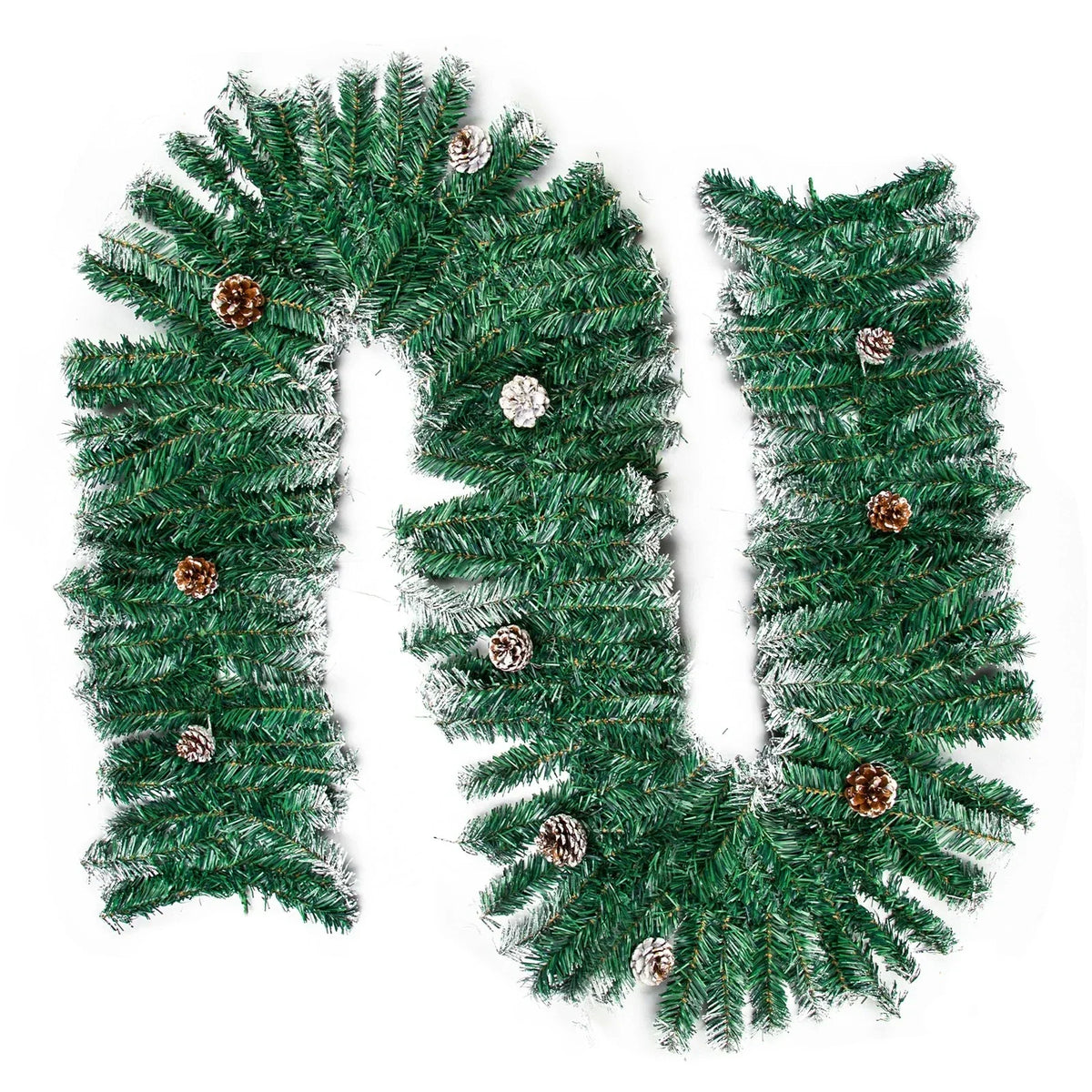 9ft Christmas Garland Snow Flocked With Lights Pinecones Berries Wreath Bushy