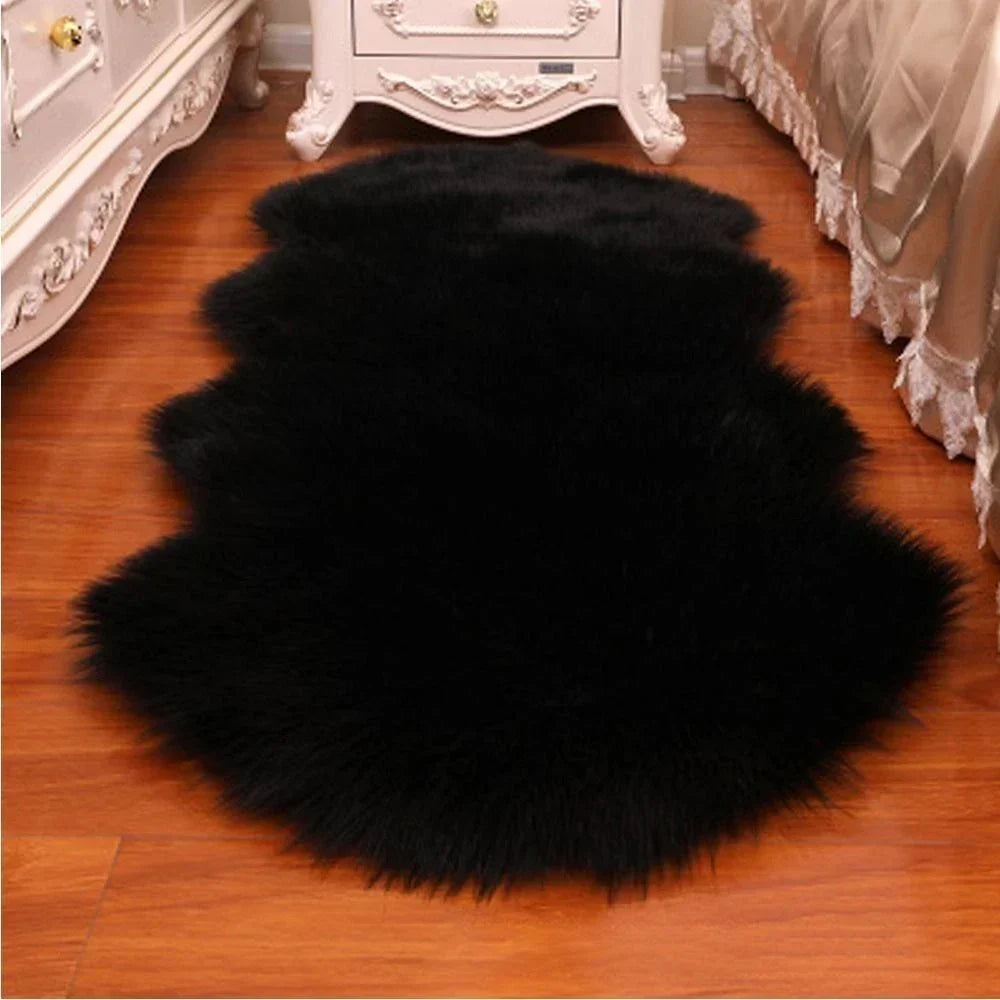 Black Carpet Fluffy Shaggy Soft Rugs Bedroom Mats Sheepskin Rug Faux Fur