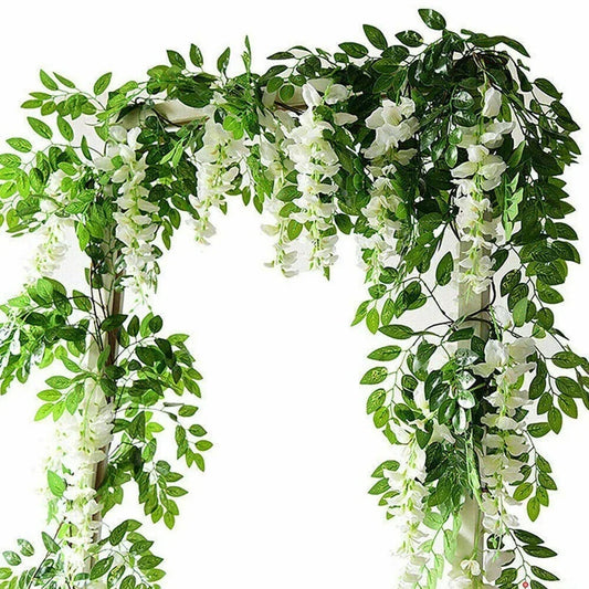 2X7FT Artificial Wisteria Vine Garland Foliage Flower Plant Trailing Home Decor