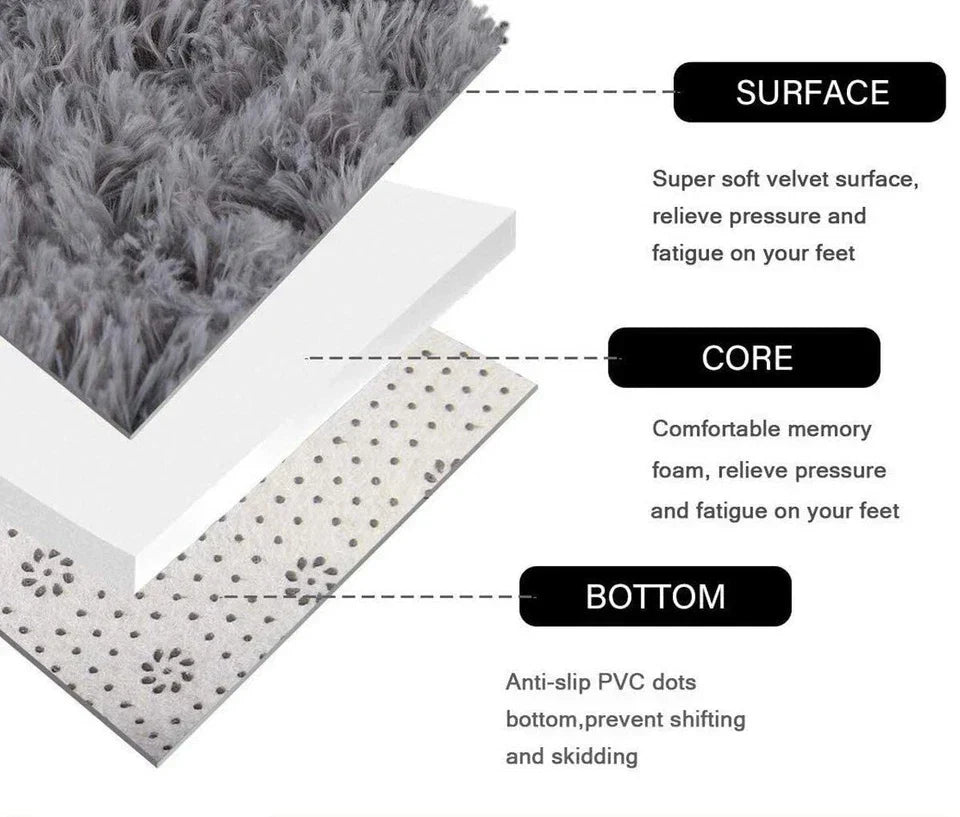 Cream Color Fluffy Large Rugs Anti-Slip Super Soft Carpet Mat Floor Living Room Bedroom Rug