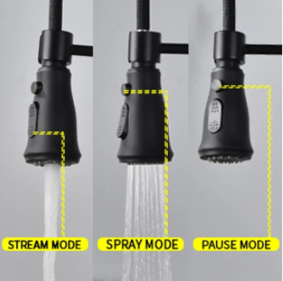 Matt Black Monobloc Kitchen Sink Mixer Tap with Pull Out Hose Spray Single Lever