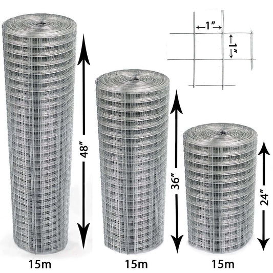 Galvanised Welded Wire Mesh 1"x1" Fence Aviary Rabbit Hutch Chicken Run Coop Pet