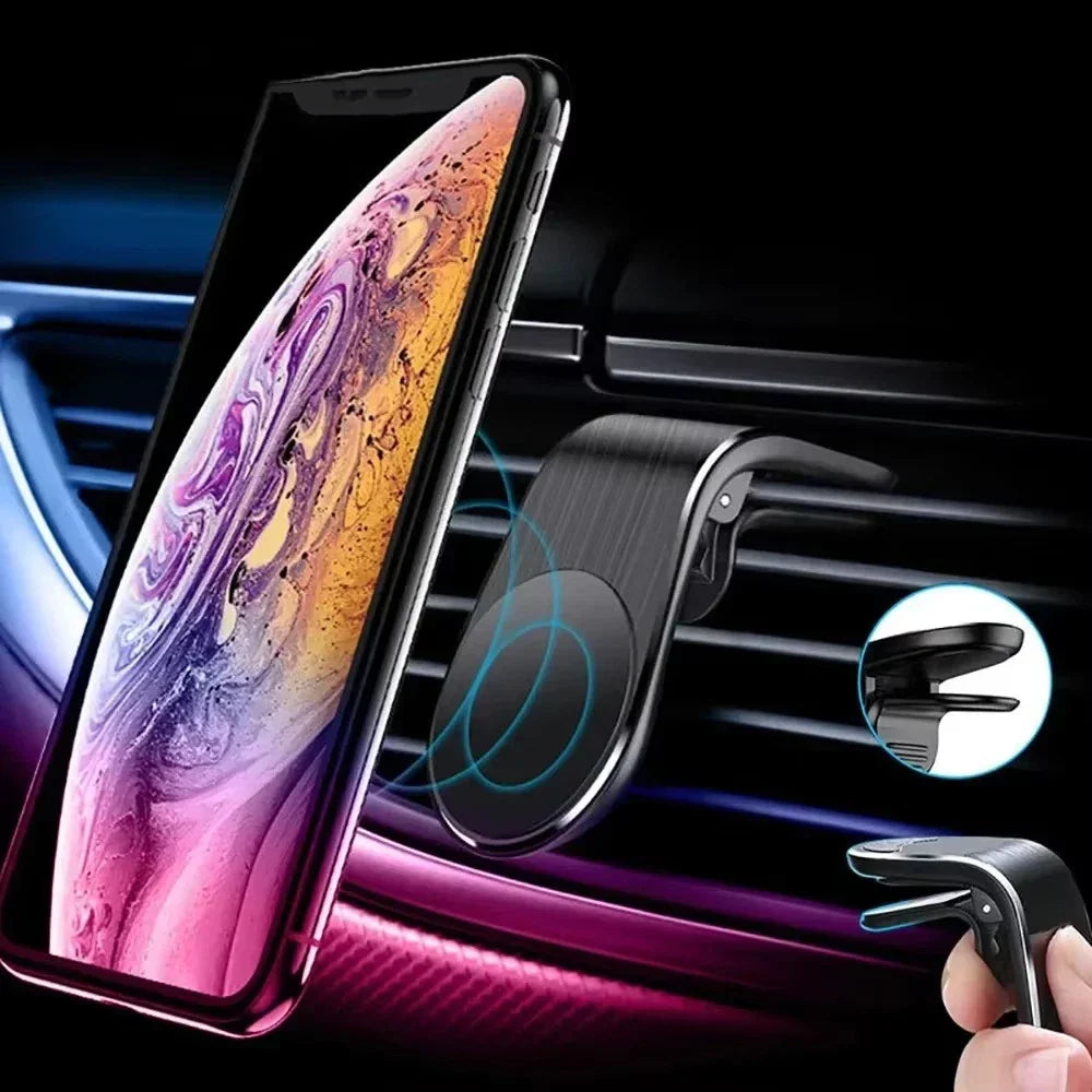 L Clip Magnetic In Car Phone Holder for Air Vent Mount Bracket Stand
