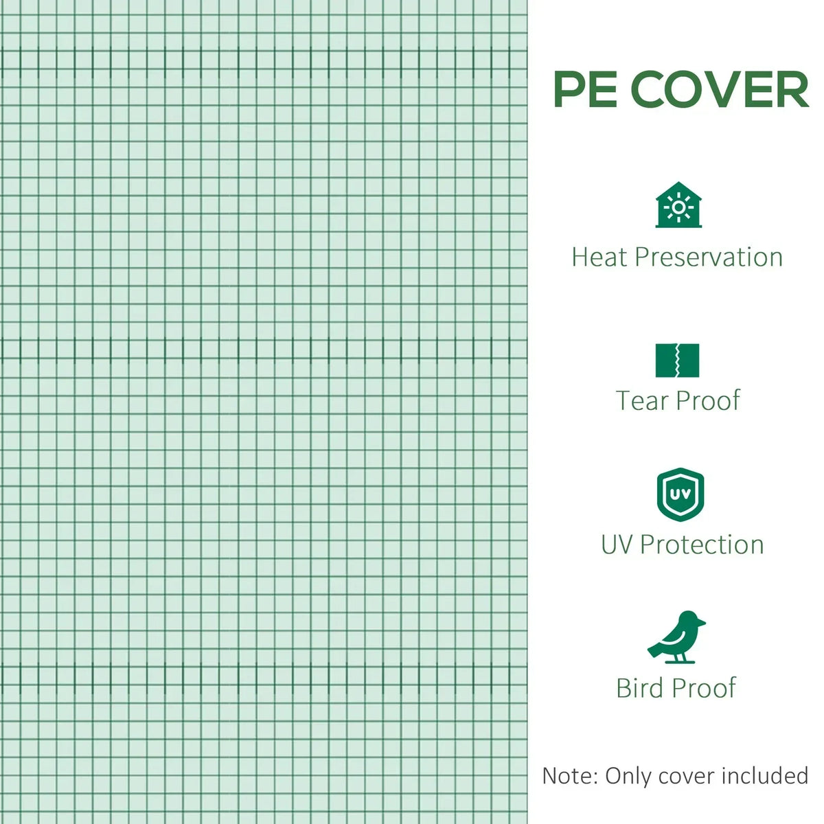 3 x 2 x 2m Greenhouse Replacement Cover ONLY for Tunnel Greenhouse