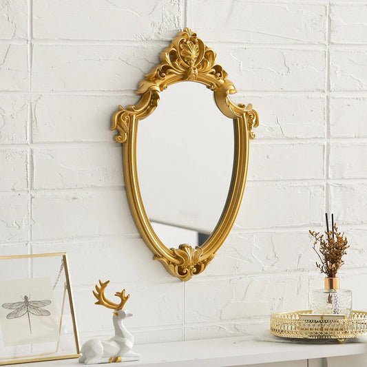 Vintage Ornate Gold Wall Mirror Baroque Carved Framed Hanging Decorative Mirror