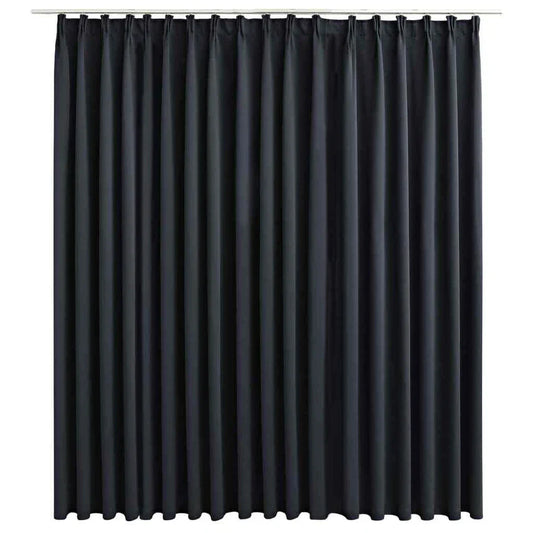 Blackout Curtain with Hooks Blind Drapery Window Covering ( Black)