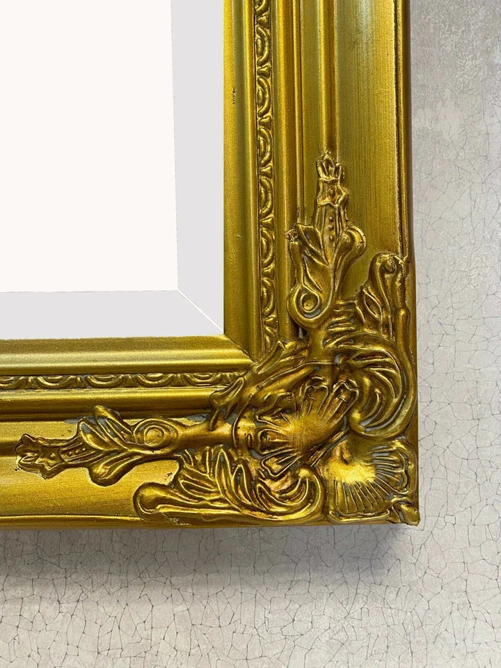 Antique Gold Ornate Wall Mirror with Stunning Hardwood Frame, Size 53 x 43cm