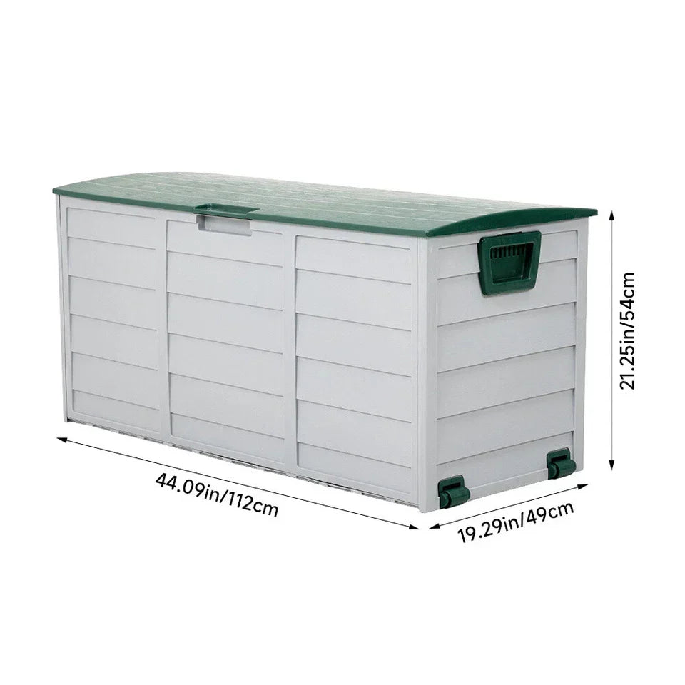 LARGE PLASTIC GARDEN STORAGE BOX OUTDOOR WATERPROOF DECK CONTAINER