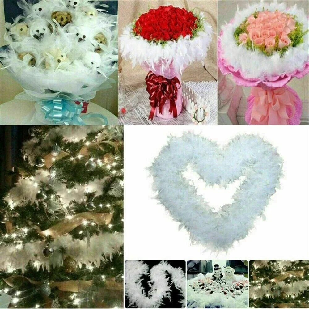 2M Christmas Tree White Feather Boa Strip Xmas Ribbon Home Party Garland❀
