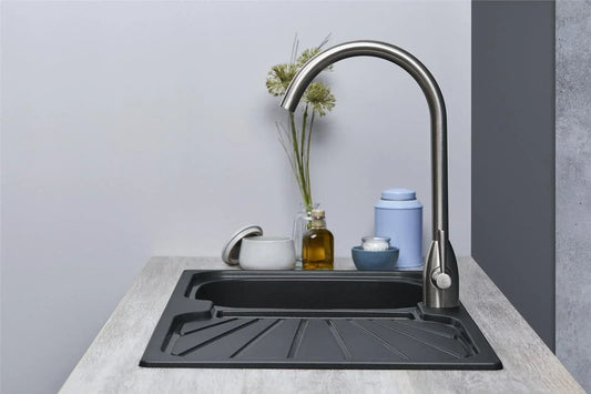 Kitchen Sink Single black 1.0 Bowl Reversible Inset With Waste Kit