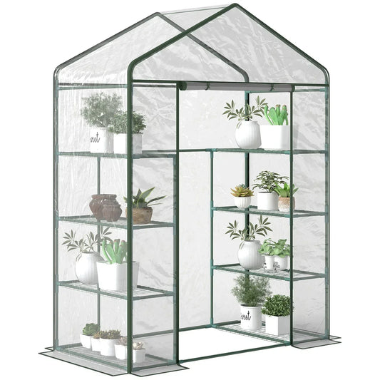 Walk In Greenhouse Grow House Plants Protector Reinforced PVC Cover 4 Shelves
