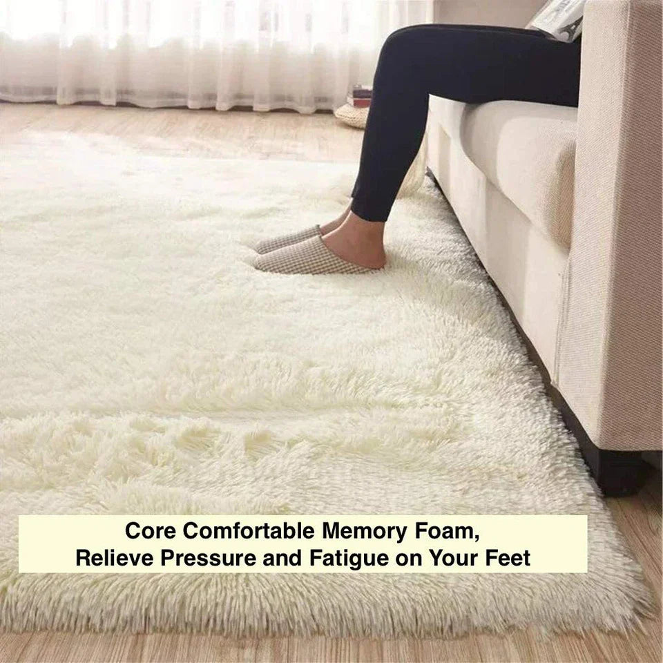 Cream Color Fluffy Large Rugs Anti-Slip Super Soft Carpet Mat Floor Living Room Bedroom Rug