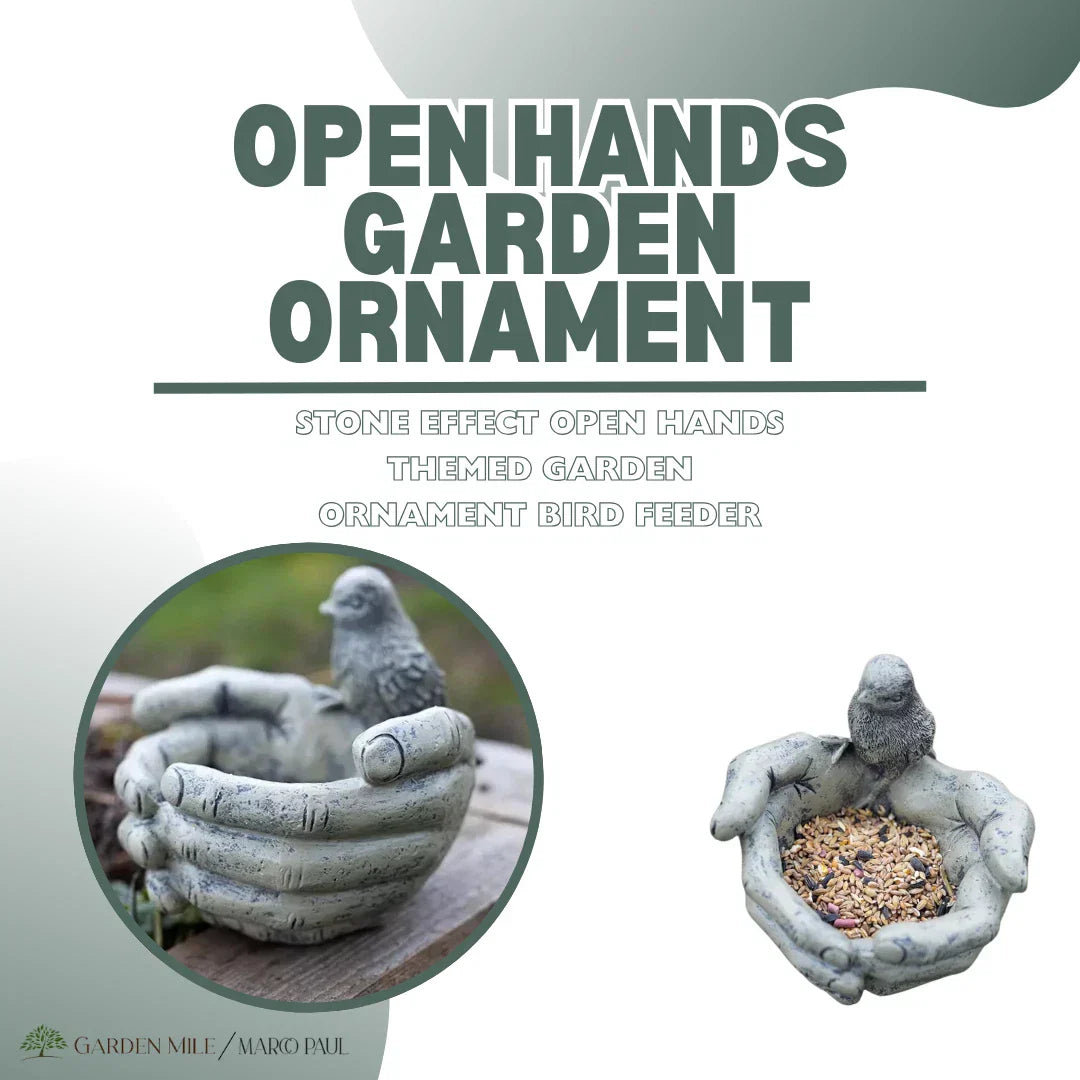 Bird Feeder Stone Effect Bath Garden Decor Hands Ornament Feeding Station Water