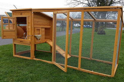 LARGE 8FT CHICKEN COOP HEN POULTRY ARK HOUSE HUTCH RUN NEST