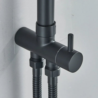 Black Exposed Bathroom Shower Twin Head Large Bar Set Square Valve Rail Hose Tap