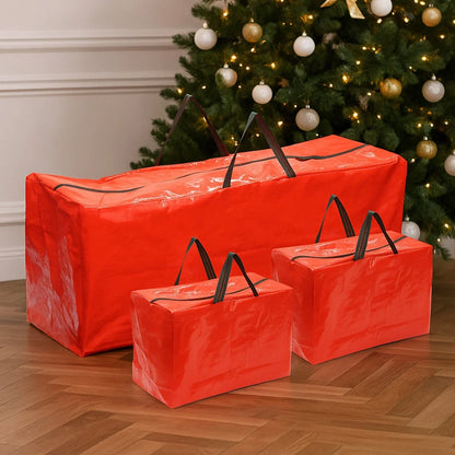 Christmas Storage Bags Xmas Tree Decorations Storage Zipper Bags with Handles x3