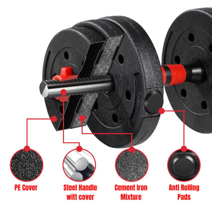 30kg Dumbbells Barbell Set with Connecting Rod
