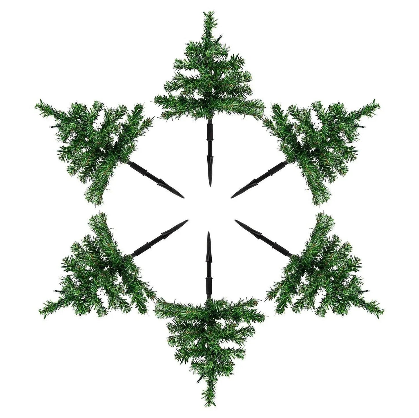 6 x Pre Lit Garden Christmas Tree Path Lights 90 LED Set Lawn Outdoor Decoration