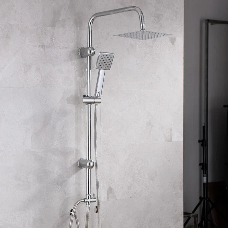 Shower Kit Twin Head 2 Mixer Shower Heads Rail Hose Riser Square Bathroom Set