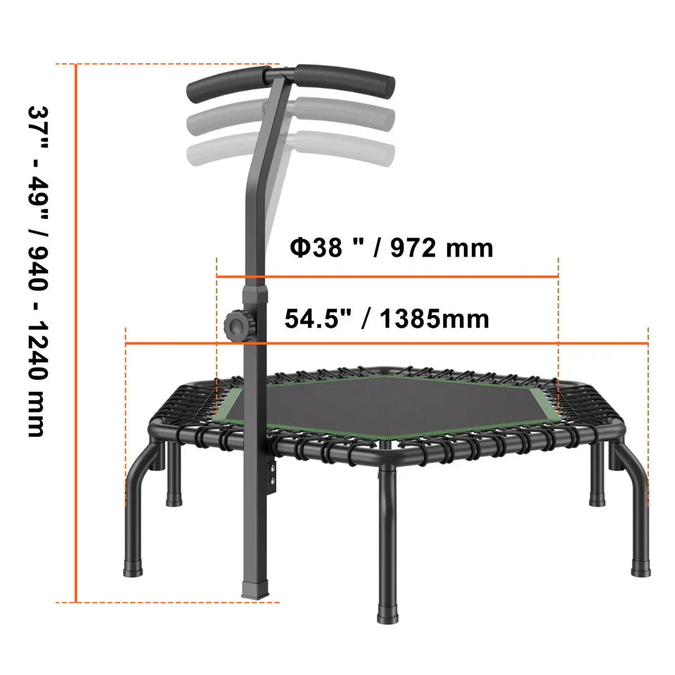 54.5" Mini Fitness Trampoline Adults Indoor Exercise Rebounder with Handle