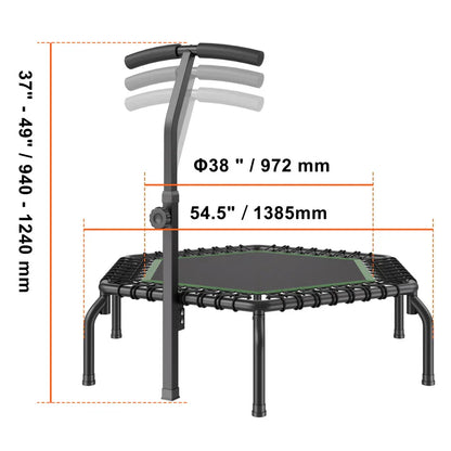 54.5" Mini Fitness Trampoline Adults Indoor Exercise Rebounder with Handle