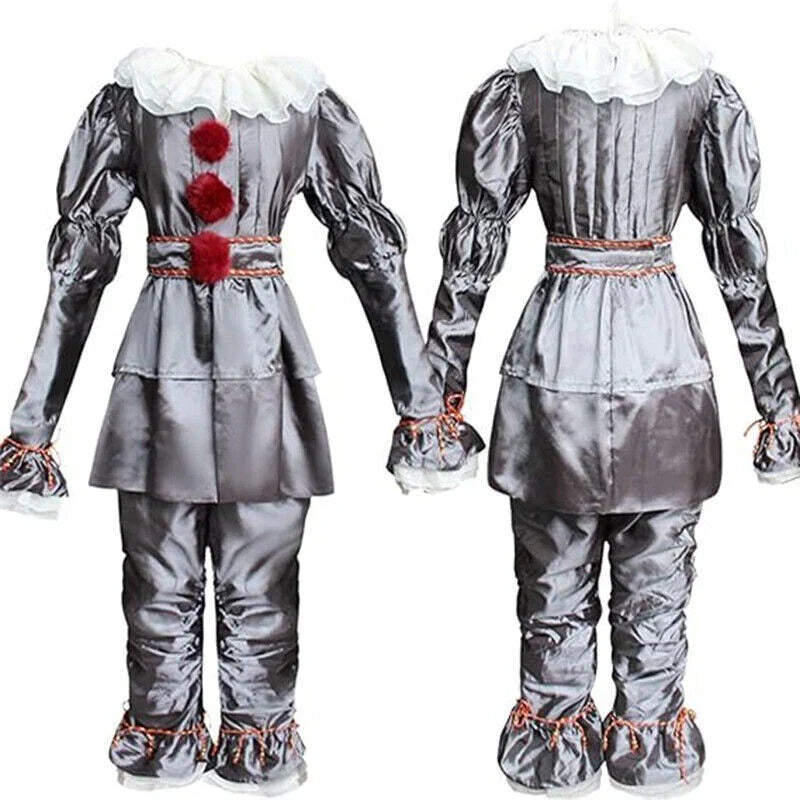 Adult Pennywise Clown Costume Halloween Cosplay Suit Outfit Fancy ( Dress Only)