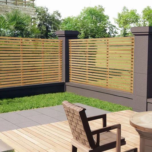 6ft Contemporary Slatted Rough Sawn Treated Fence Panel