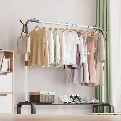 Heavy Duty Metal Clothes Rack Single Rail Garment Dress Indoor