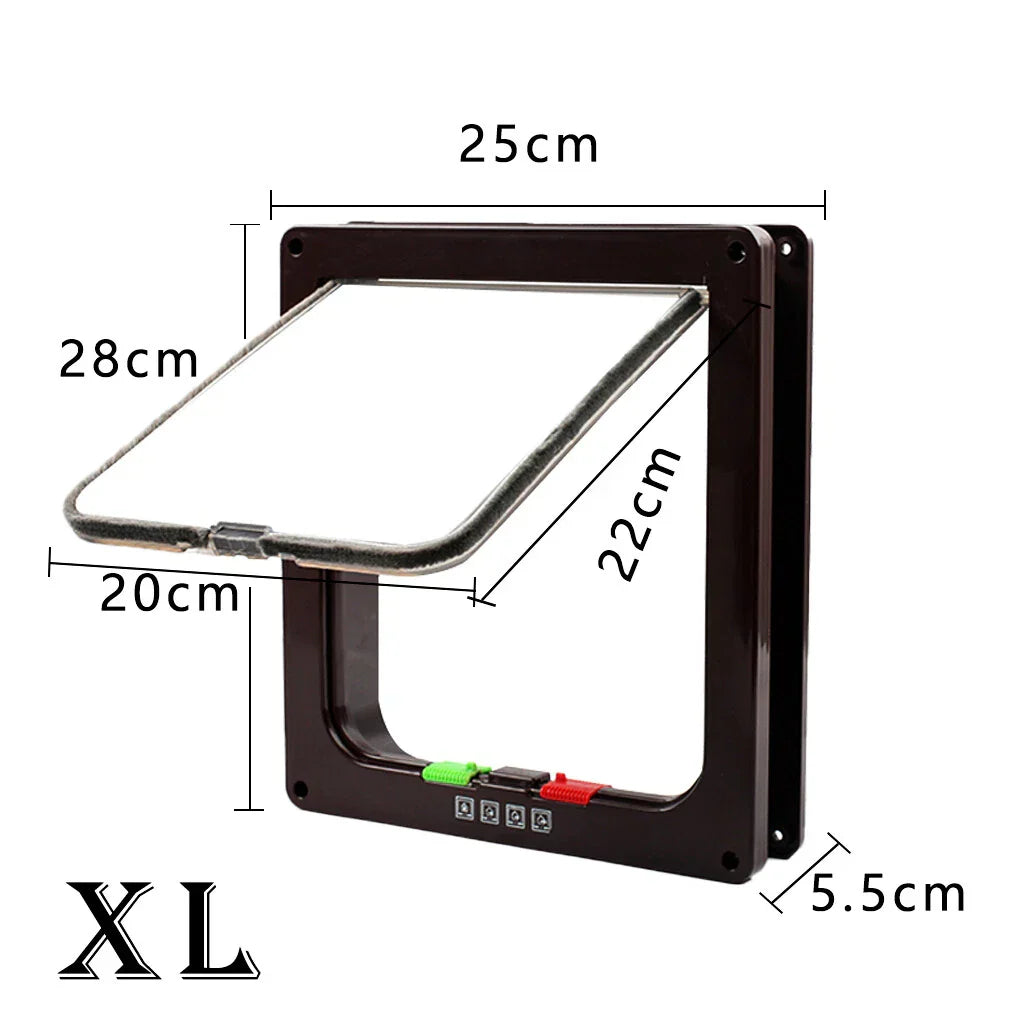 4 way Pet Door Locking Large Extra Large Dog Cat Flap Magnetic Door Frame