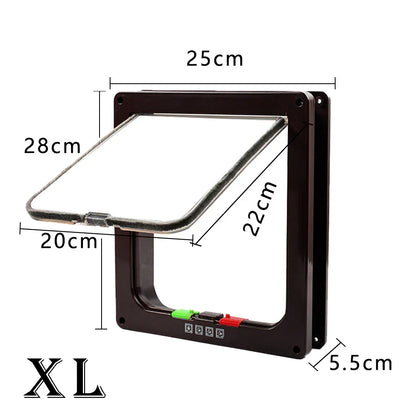 4 way Pet Door Locking Large Extra Large Dog Cat Flap Magnetic Door Frame