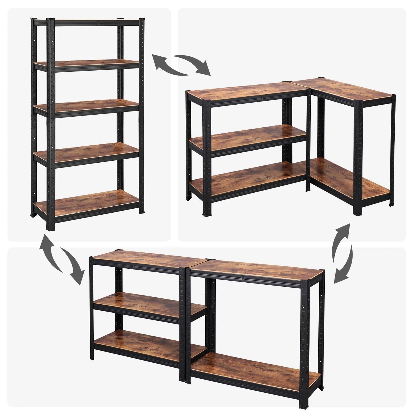 Shelving Unit 650kg Load Capacity Industrial Adjustable Rustic Brown