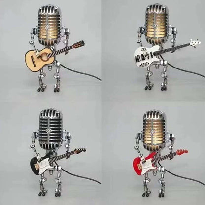 Retro Microphone Robot Desk Lamp LED Table Light Steampunk Ornament Decor Gifts