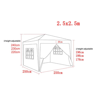 2.5x2.5m Pop Up Gazebo Marquee Outdoor Garden Party Tent Canopy with 4 Sides