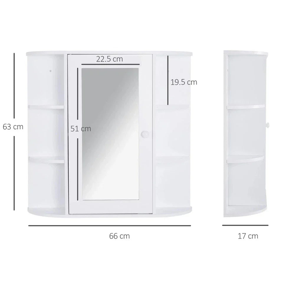 Wall Mounted Bathroom Cabinet with Mirror Single Door Storage Shelves